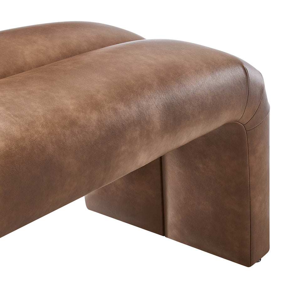 Jasper 50.5" Vegan Leather Upholstered Accent Bench in Brown