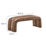 Jasper 50.5" Vegan Leather Upholstered Accent Bench in Brown