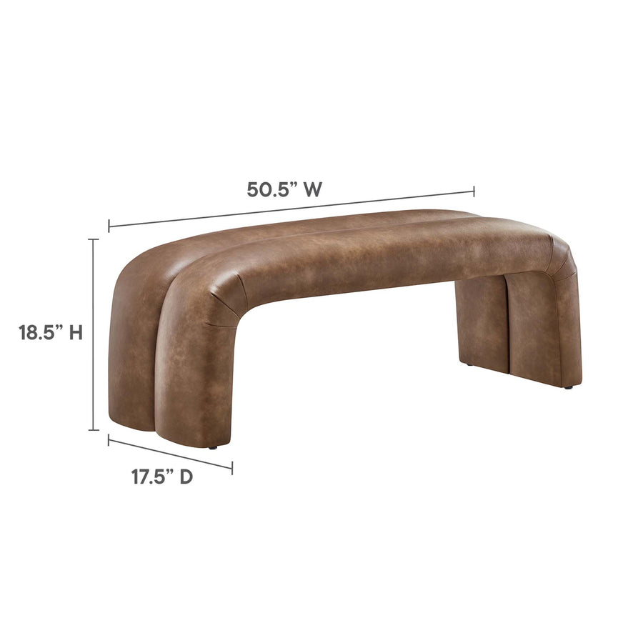 Jasper 50.5" Vegan Leather Upholstered Accent Bench in Brown