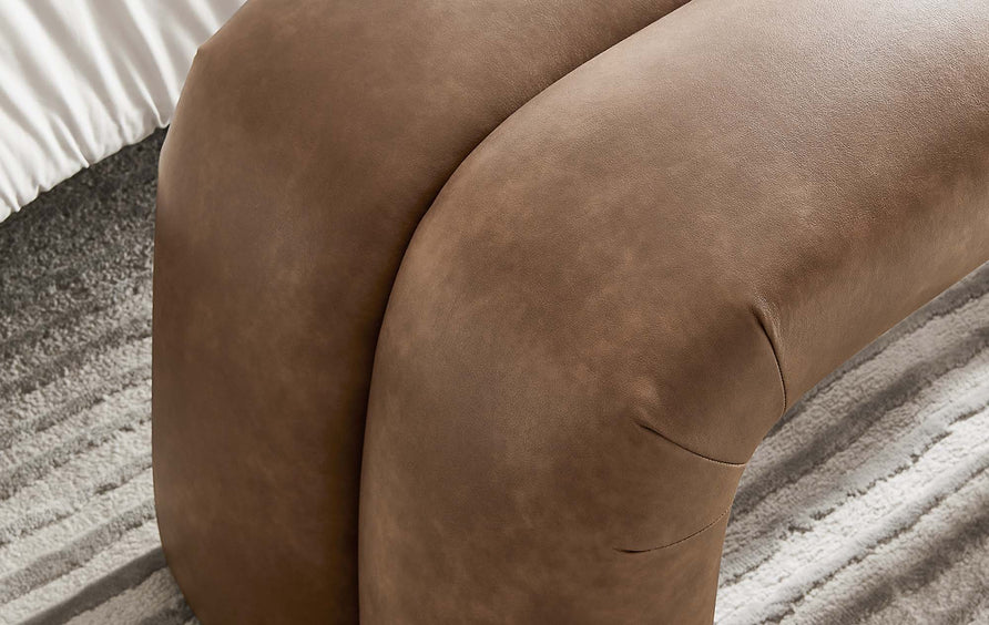 Jasper 50.5" Vegan Leather Upholstered Accent Bench in Brown