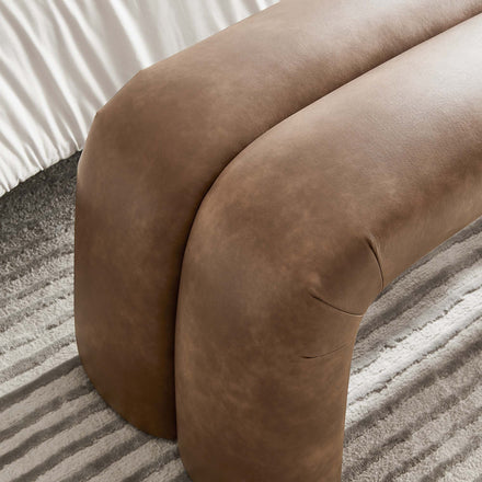 Dax 50.5" Vegan Leather Upholstered Accent Bench in Brown