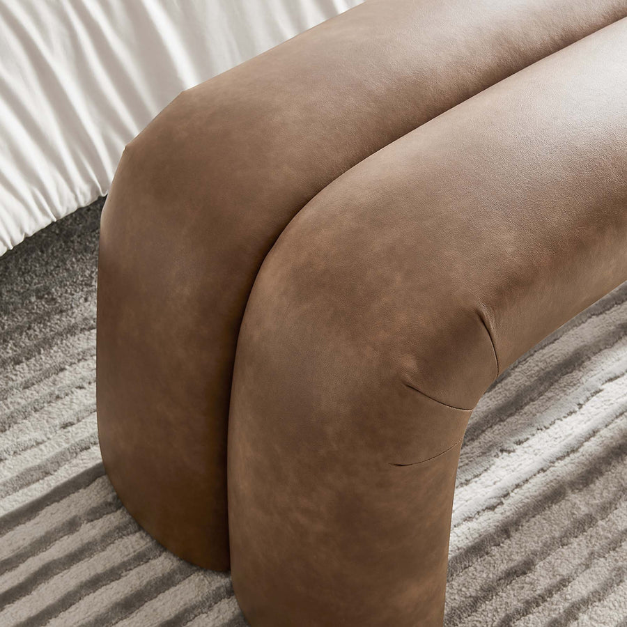 Jasper 50.5" Vegan Leather Upholstered Accent Bench in Brown