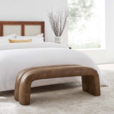 Jasper 50.5" Vegan Leather Upholstered Accent Bench in Brown