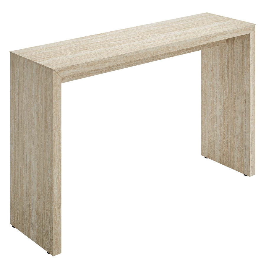 Damask Faux Travertine Console Table in Travertine