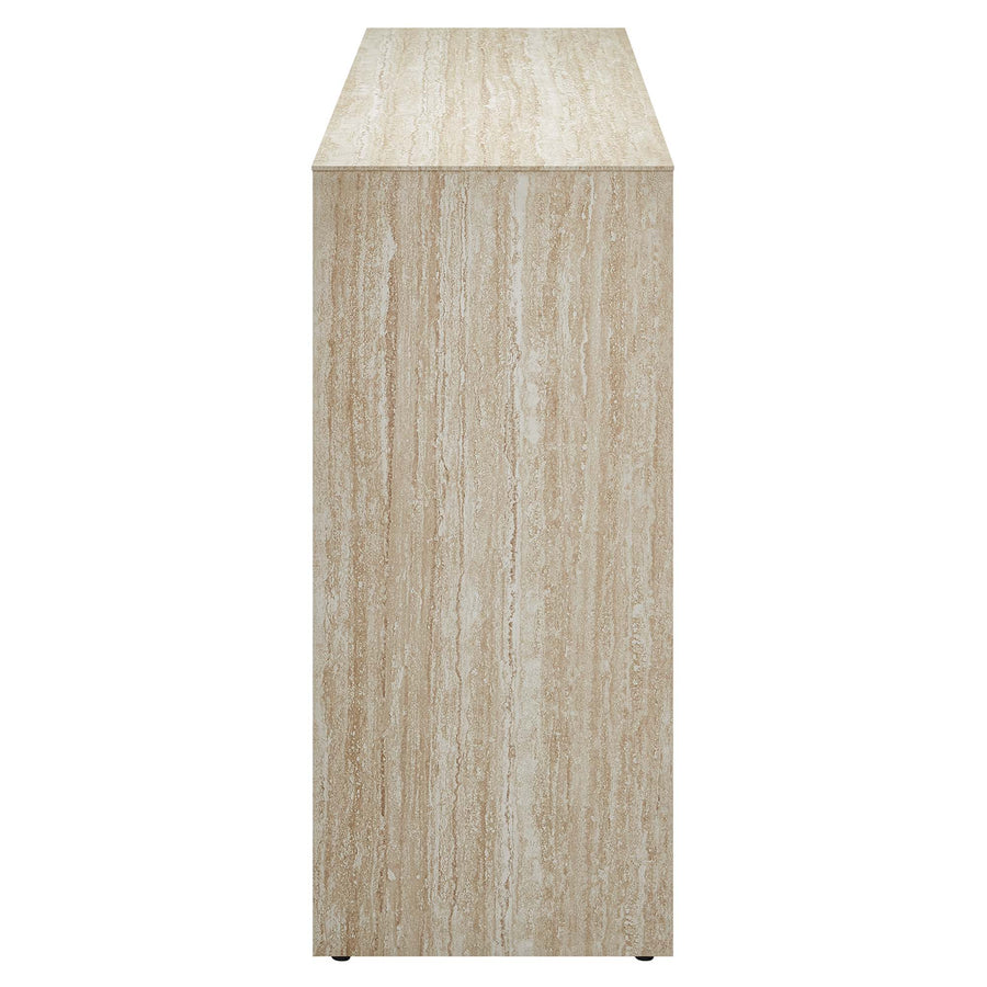 Damask Faux Travertine Console Table in Travertine