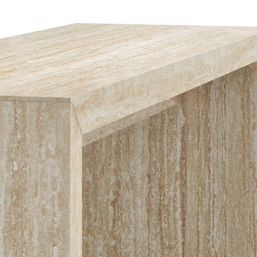 Damask Faux Travertine Console Table in Travertine