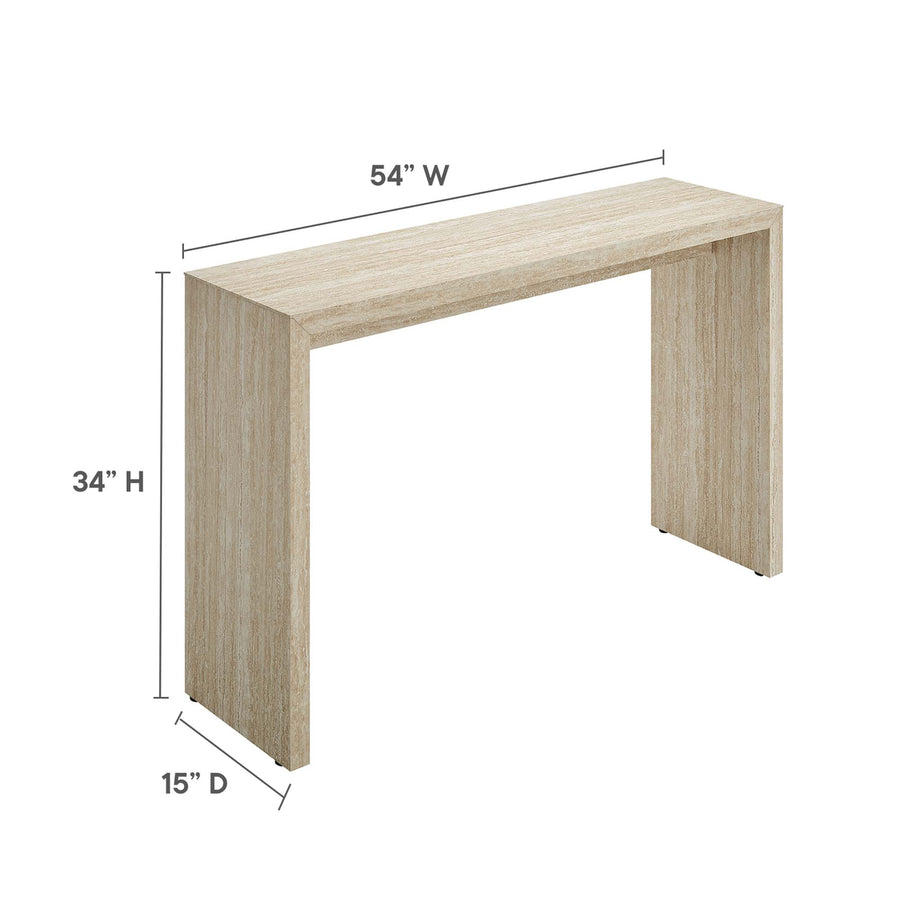 Damask Faux Travertine Console Table in Travertine