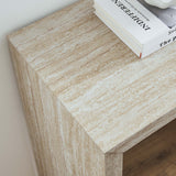 Damask Faux Travertine Console Table in Travertine