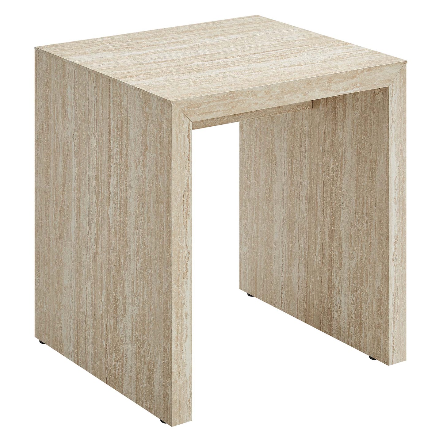 Mirella Faux Travertine Side Table by Furniture For America