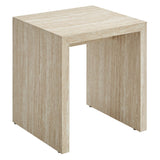 Damask Faux Travertine Side Table in Travertine
