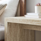 Damask Faux Travertine Side Table in Travertine