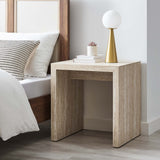 Damask Faux Travertine Side Table in Travertine