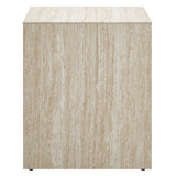 Damask Faux Travertine Side Table in Travertine