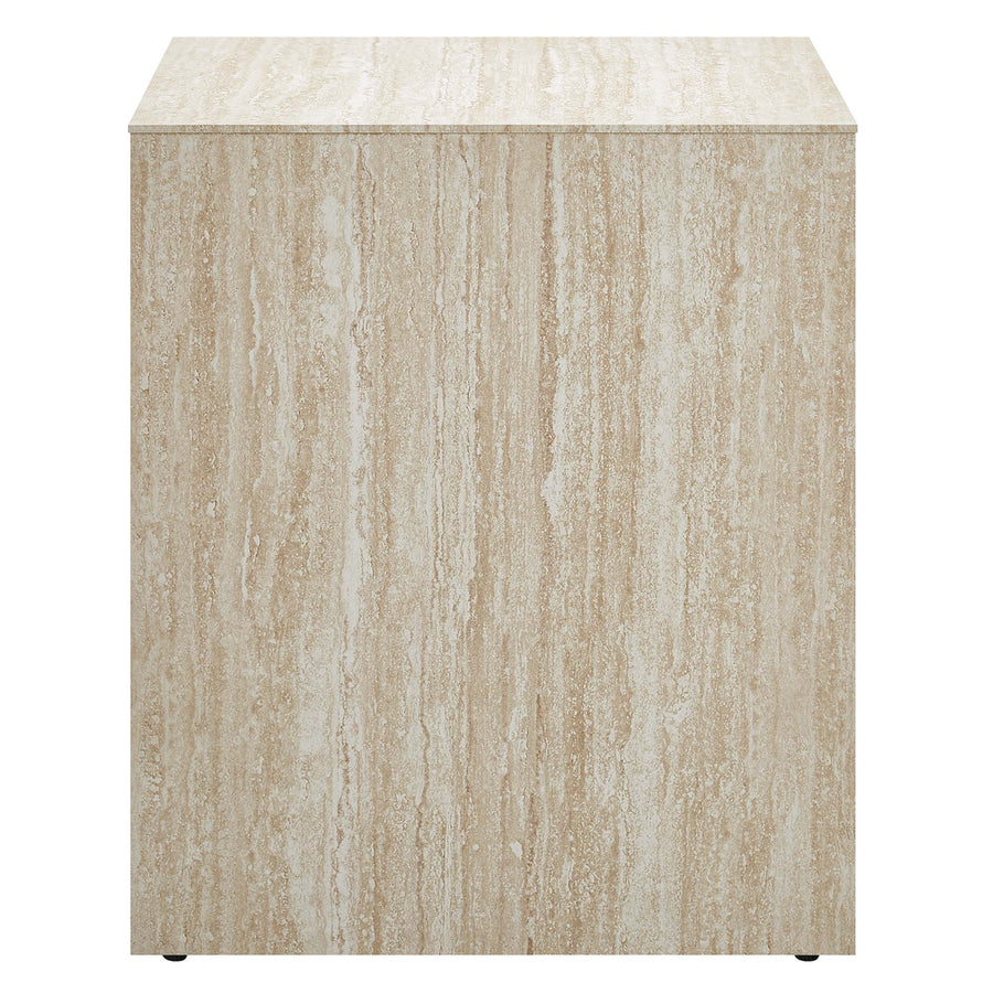 Damask Faux Travertine Side Table in Travertine