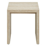 Damask Faux Travertine Side Table in Travertine
