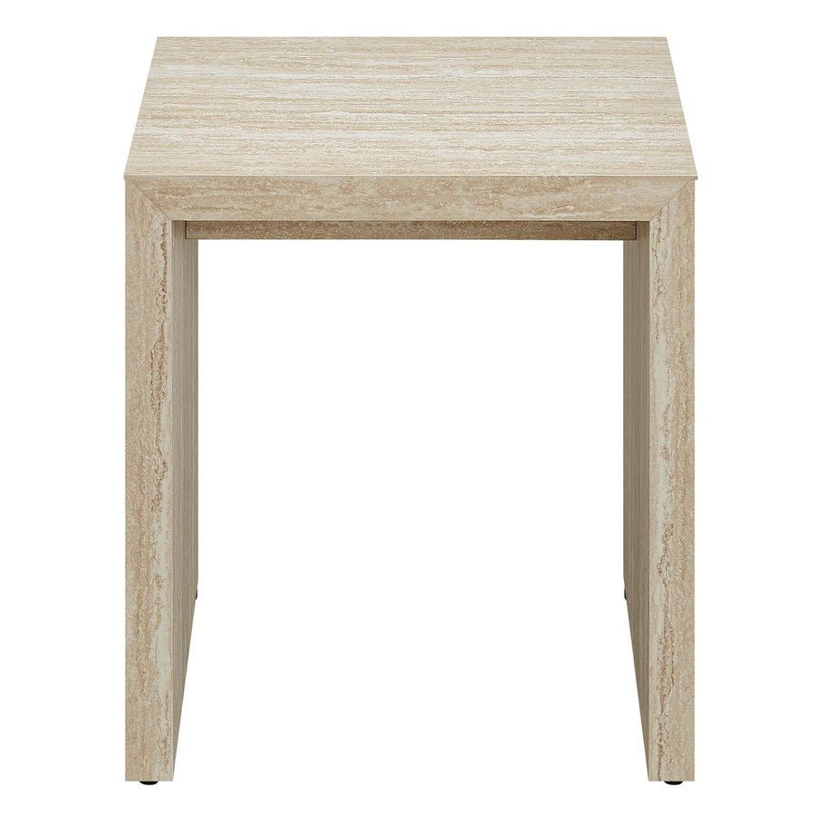 Damask Faux Travertine Side Table in Travertine