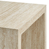 Damask Faux Travertine Side Table in Travertine