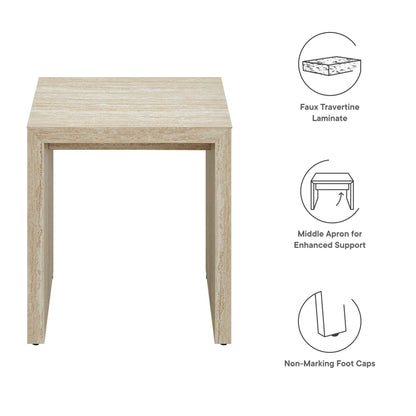 Mirella Faux Travertine Side Table by Furniture For America