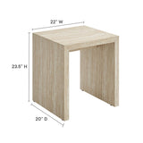 Damask Faux Travertine Side Table in Travertine