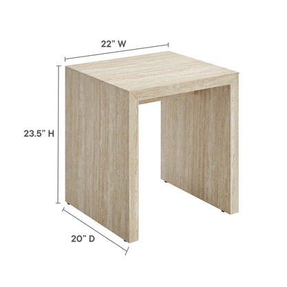 Mirella Faux Travertine Side Table by Furniture For America