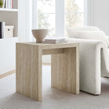 Damask Faux Travertine Side Table in Travertine