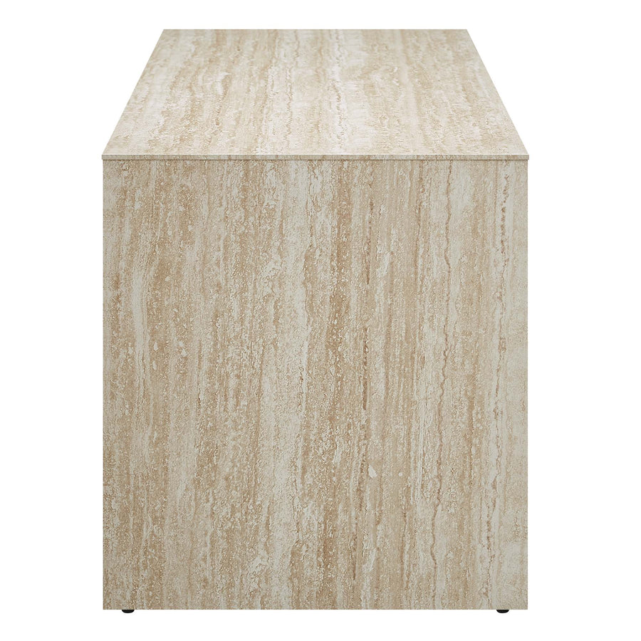 Damask 62" Faux Travertine Long Bench in Travertine