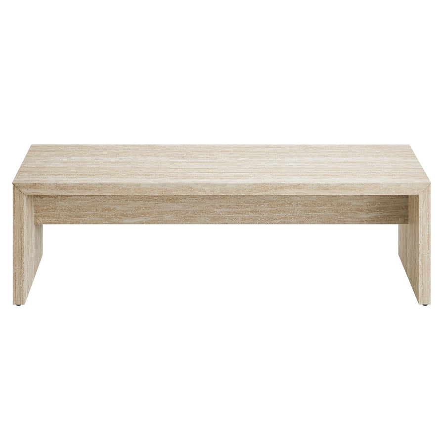 Damask 62" Faux Travertine Long Bench in Travertine