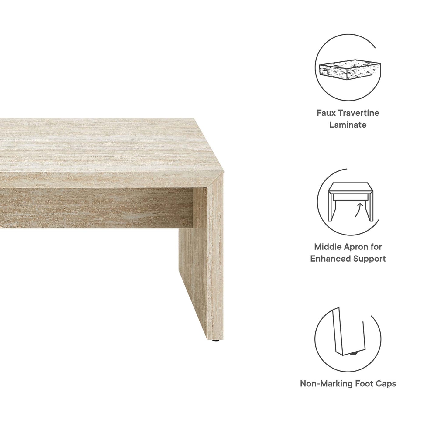 Mirella 62" Faux Travertine Long Bench by Furniture For America