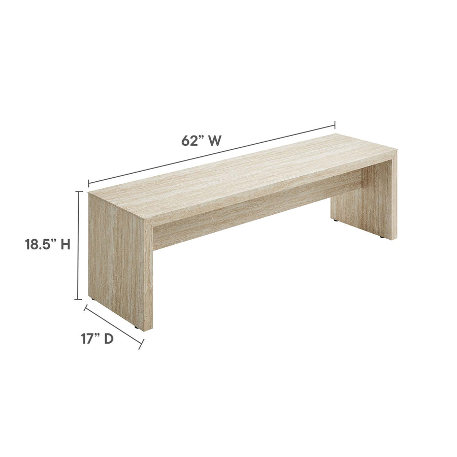 Damask 62" Faux Travertine Long Bench in Travertine