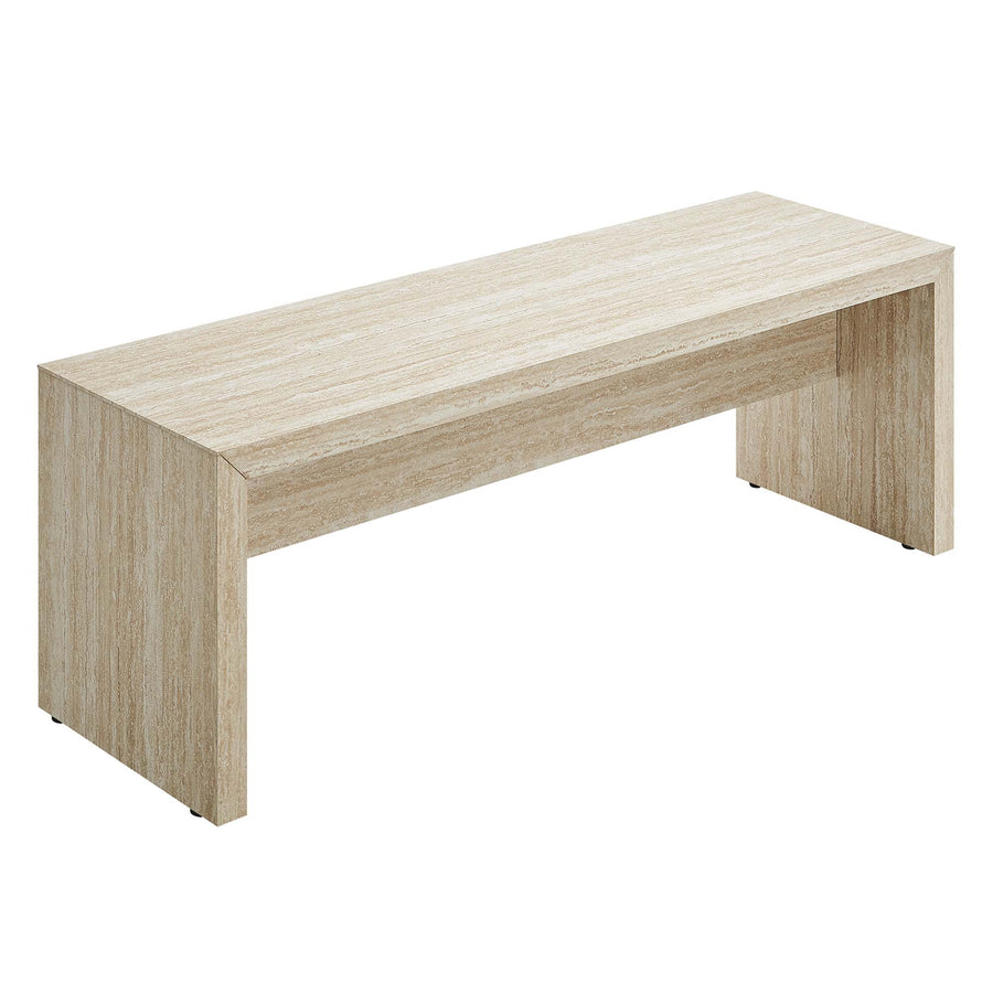 Damask 53.5" Faux Travertine Bench in Travertine