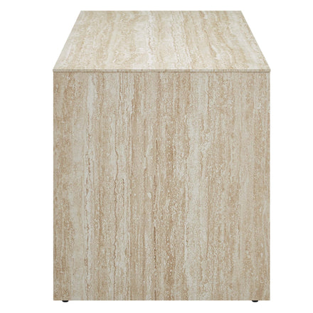 Mirella 53.5" Faux Travertine Bench in Travertine