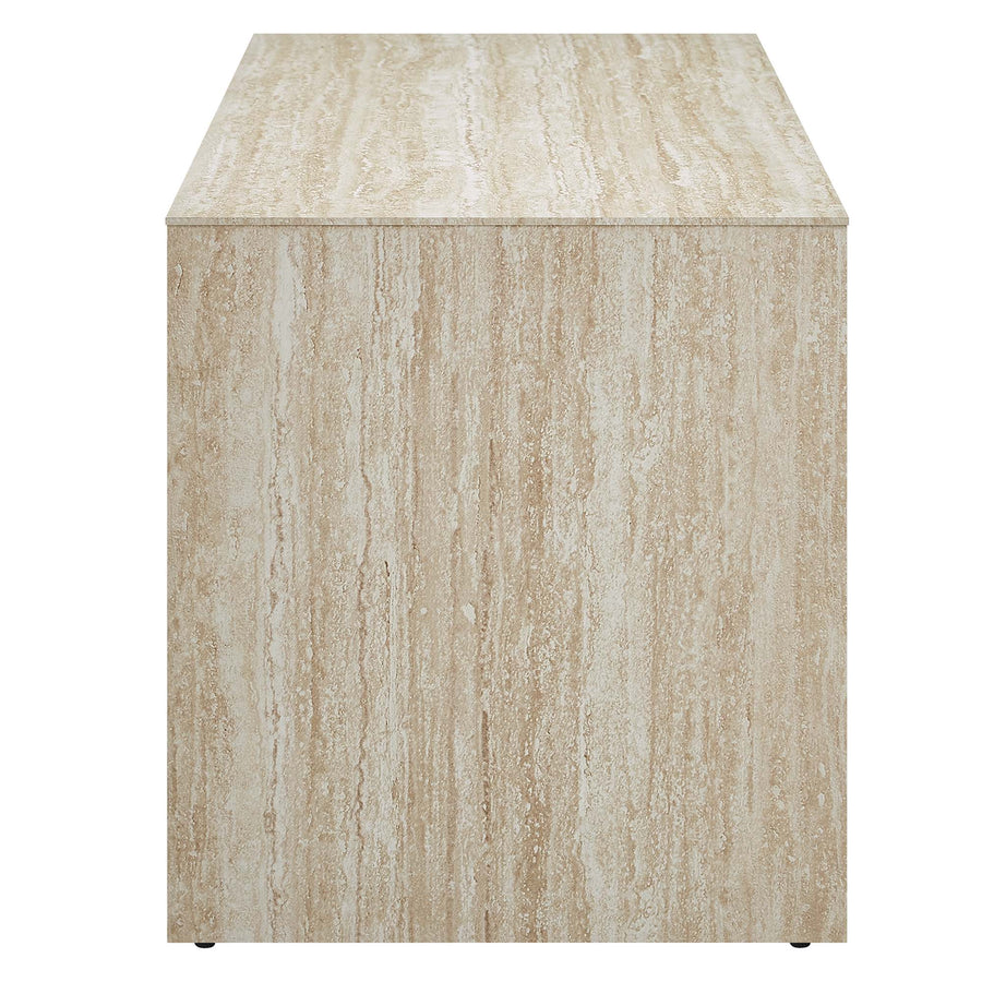 Damask 53.5" Faux Travertine Bench in Travertine