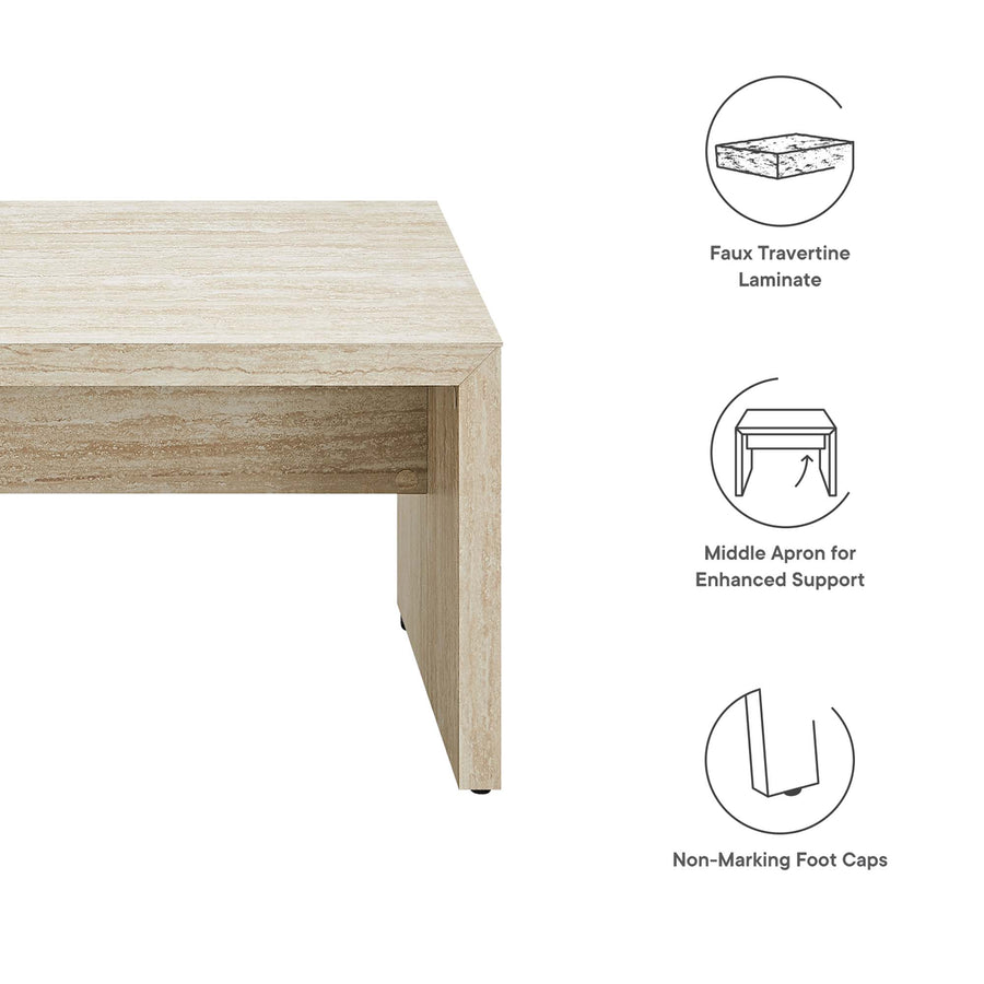 Damask 53.5" Faux Travertine Bench in Travertine
