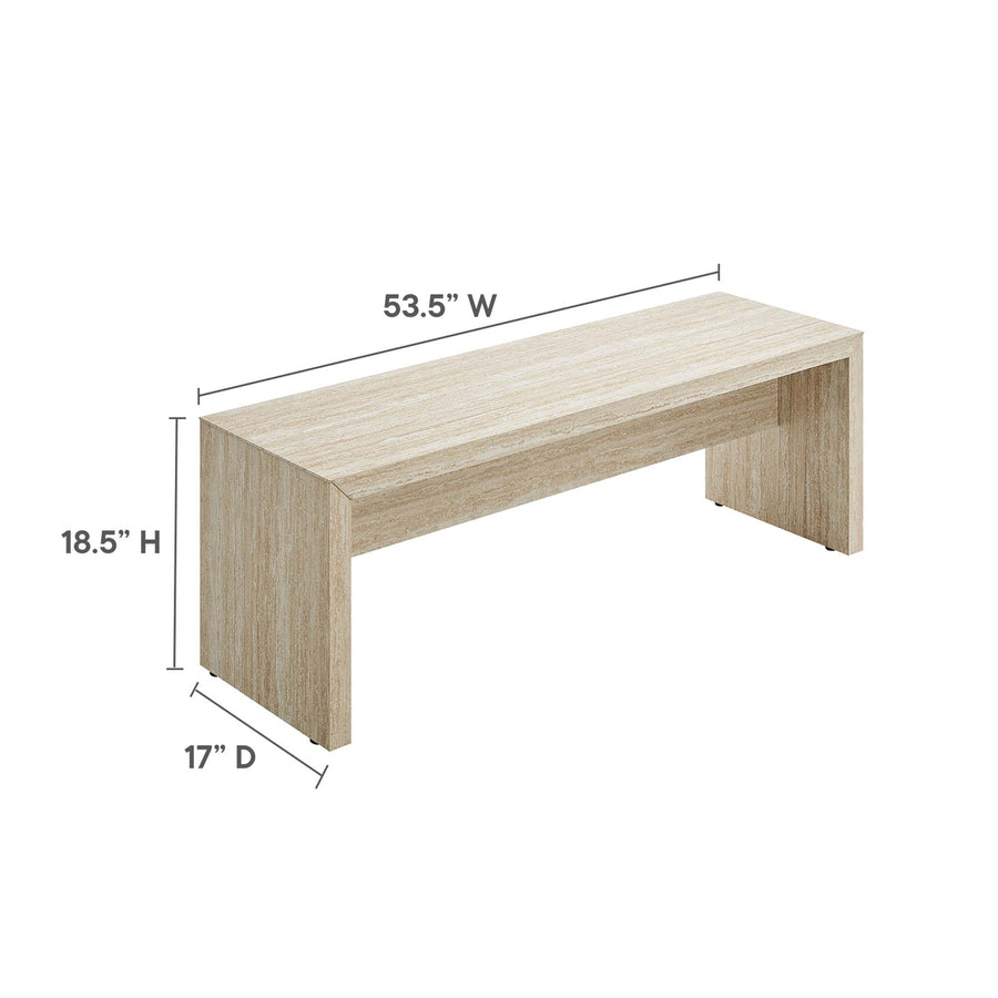 Damask 53.5" Faux Travertine Bench in Travertine