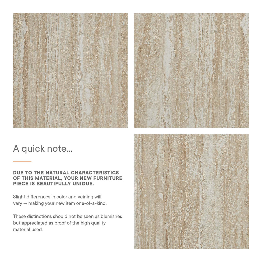 Damask 53.5" Faux Travertine Bench in Travertine