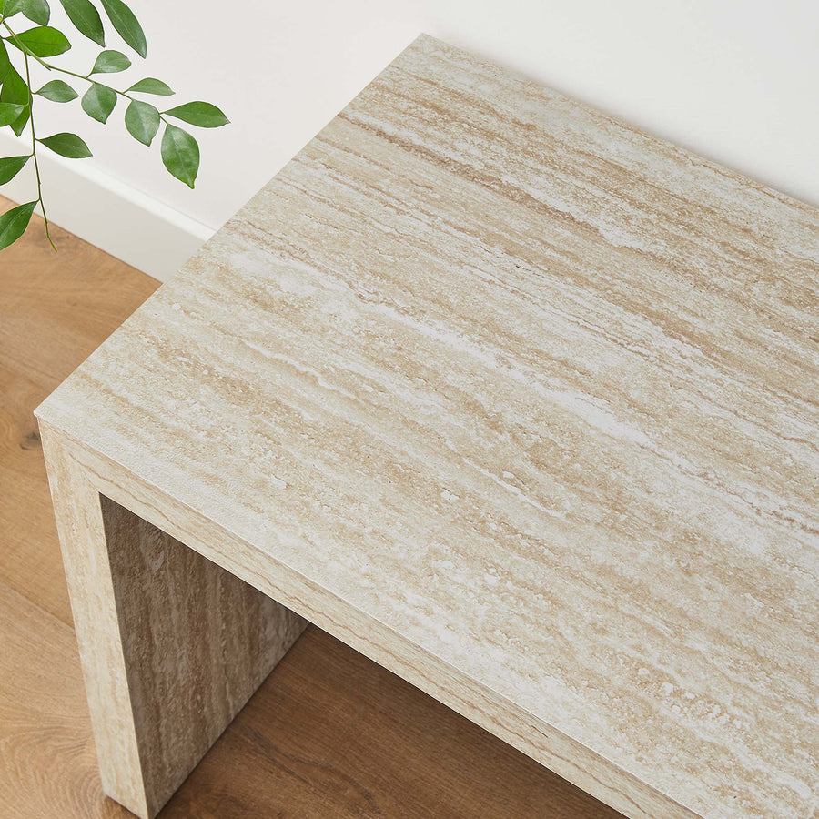 Damask 53.5" Faux Travertine Bench in Travertine