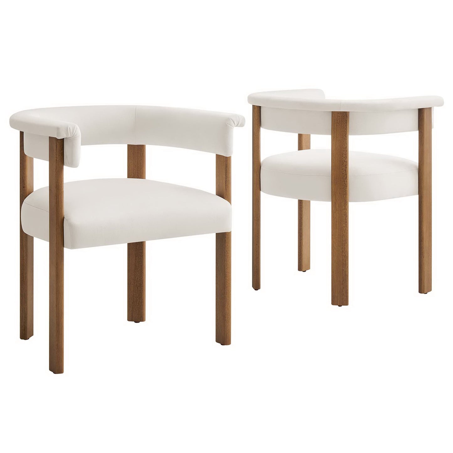 Imogen Performance Velvet Barrel Dining Chairs Set of 2 by Furniture For America