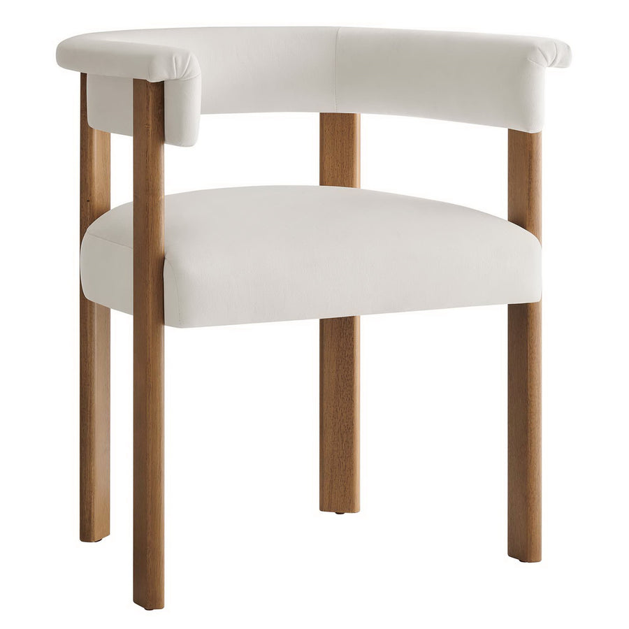 Tate Performance Velvet Barrel Dining Chairs Set of 2 in Alabaster Deep Brown