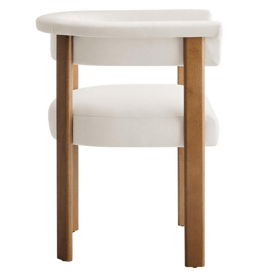 Tate Performance Velvet Barrel Dining Chairs Set of 2 in Alabaster Deep Brown