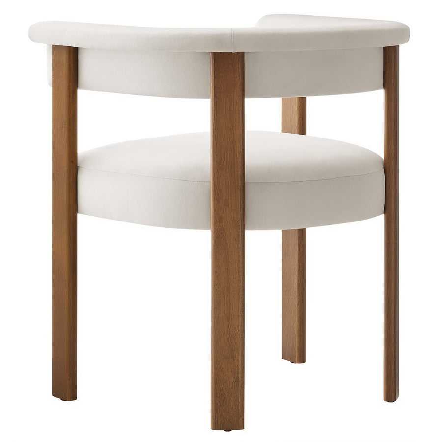 Tate Performance Velvet Barrel Dining Chairs Set of 2 in Alabaster Deep Brown