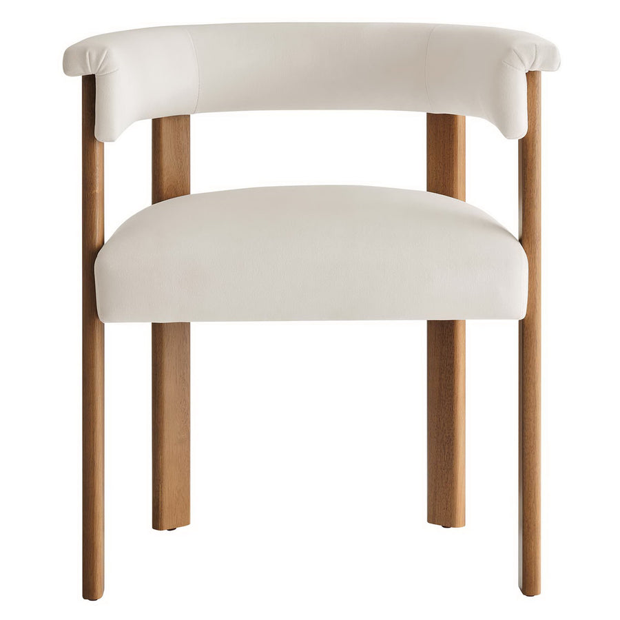 Tate Performance Velvet Barrel Dining Chairs Set of 2 in Alabaster Deep Brown