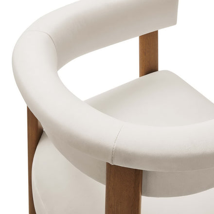 Imogen Performance Velvet Barrel Dining Chairs Set of 2 in Alabaster Deep Brown
