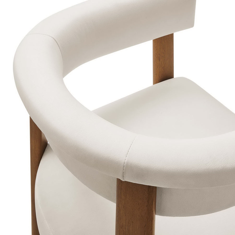 Tate Performance Velvet Barrel Dining Chairs Set of 2 in Alabaster Deep Brown