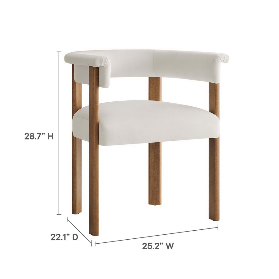 Tate Performance Velvet Barrel Dining Chairs Set of 2 in Alabaster Deep Brown