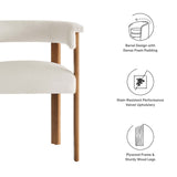 Tate Performance Velvet Barrel Dining Chairs Set of 2 in Alabaster Deep Brown