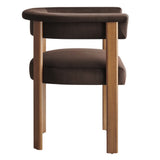 Tate Performance Velvet Barrel Dining Chairs Set of 2 in Chocolate Brown Deep Brown