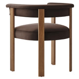 Tate Performance Velvet Barrel Dining Chairs Set of 2 in Chocolate Brown Deep Brown