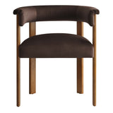 Tate Performance Velvet Barrel Dining Chairs Set of 2 in Chocolate Brown Deep Brown