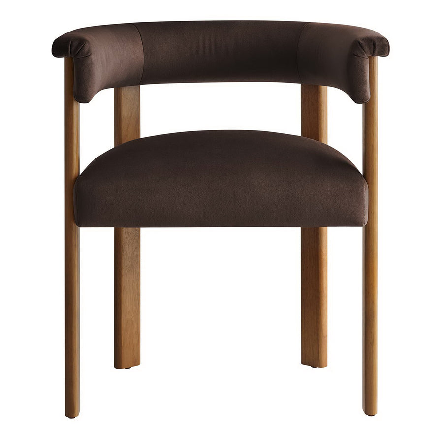Tate Performance Velvet Barrel Dining Chairs Set of 2 in Chocolate Brown Deep Brown