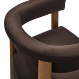 Tate Performance Velvet Barrel Dining Chairs Set of 2 in Chocolate Brown Deep Brown